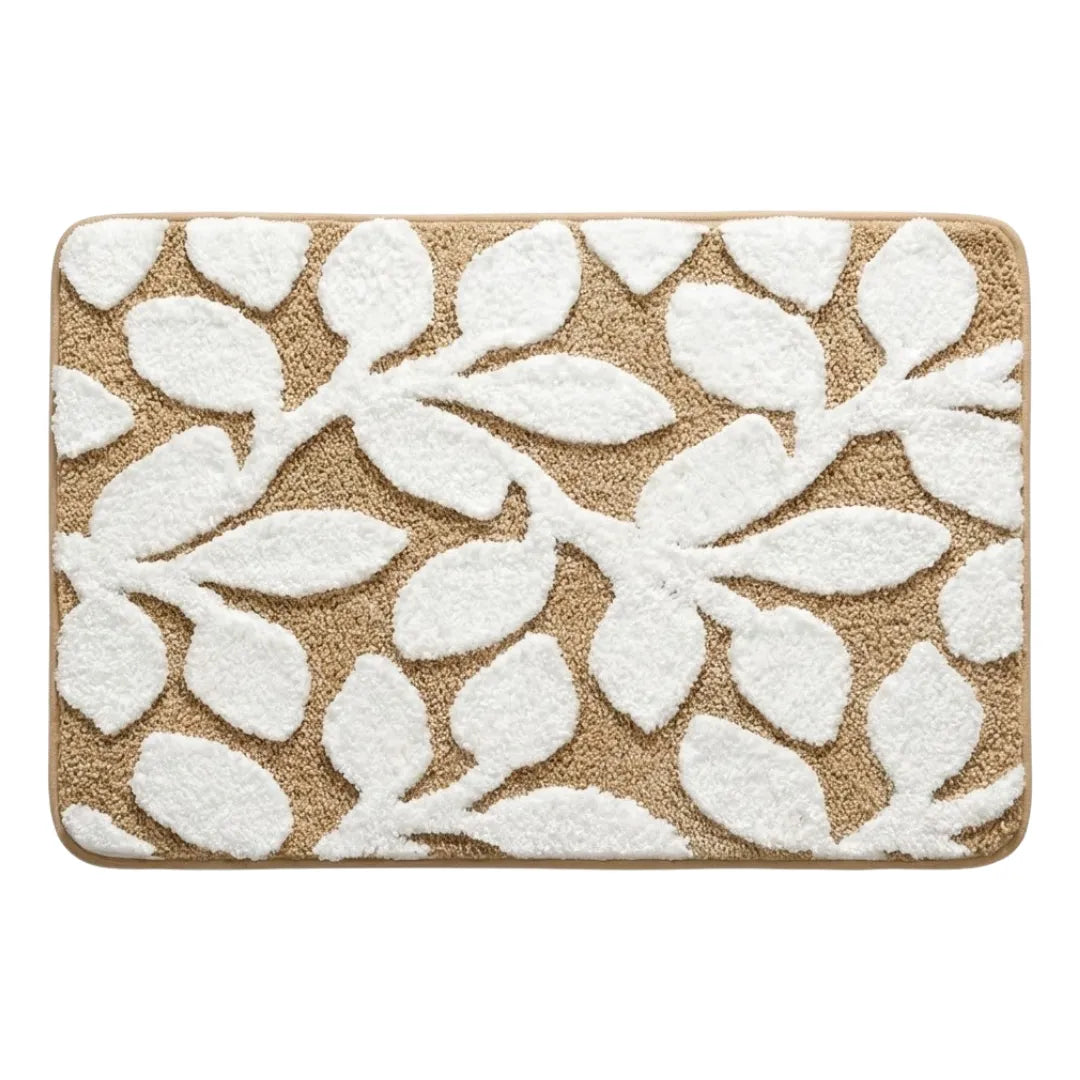 A&L Bath °15 Non Slip Bath Mat - Leaf Pattern Microfibre Shower Mat