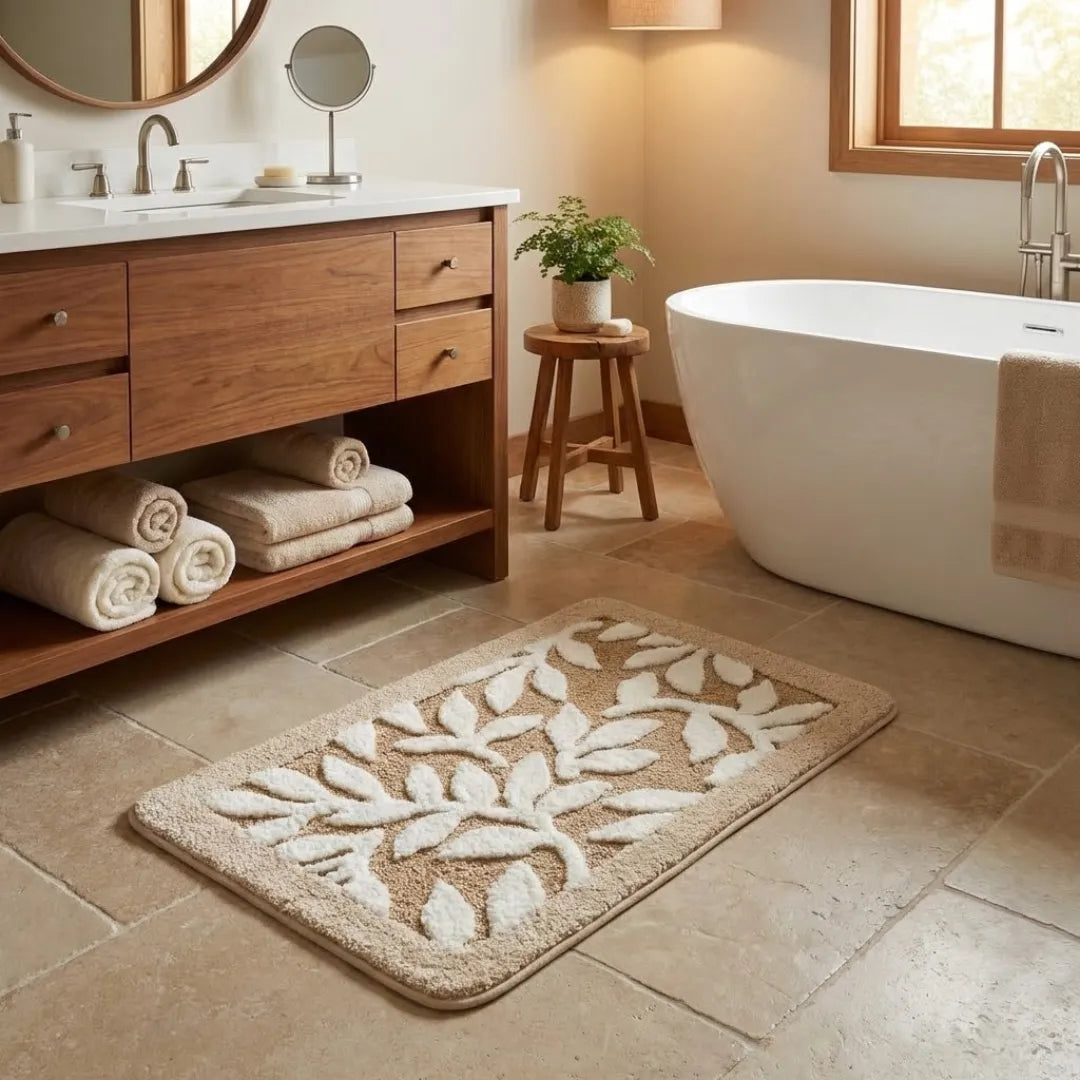 A&L Bath °16 Non Slip Bath Mat - Striped Microfibre Bathroom Mat
