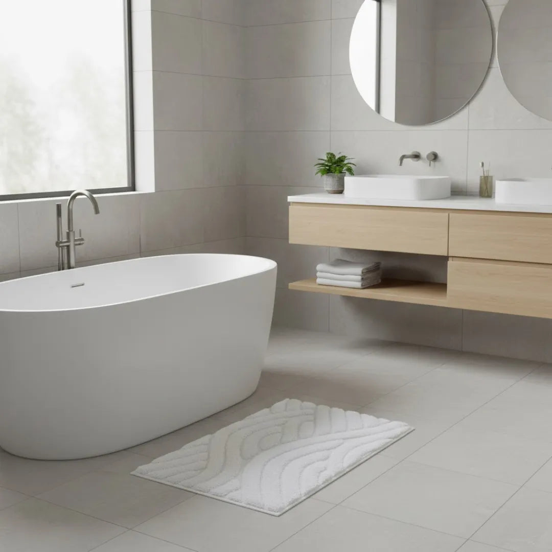 A&L Bath °18 Absorbent Microfibre Bath Mat - Striped Bathroom Mat