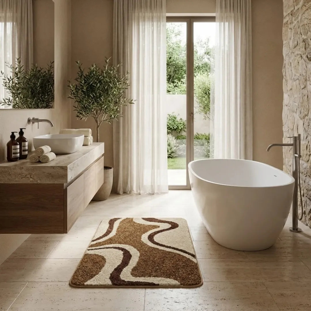 A&L Bath °25 Wave Microfibre Bath Mat - Non Slip Shower Mat