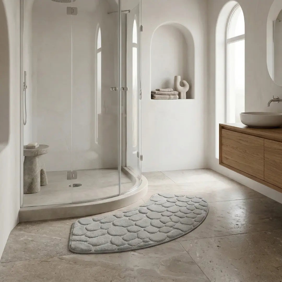 A&L Bath °31 Curved Non Slip Bath Mat - Absorbent Pebble Design