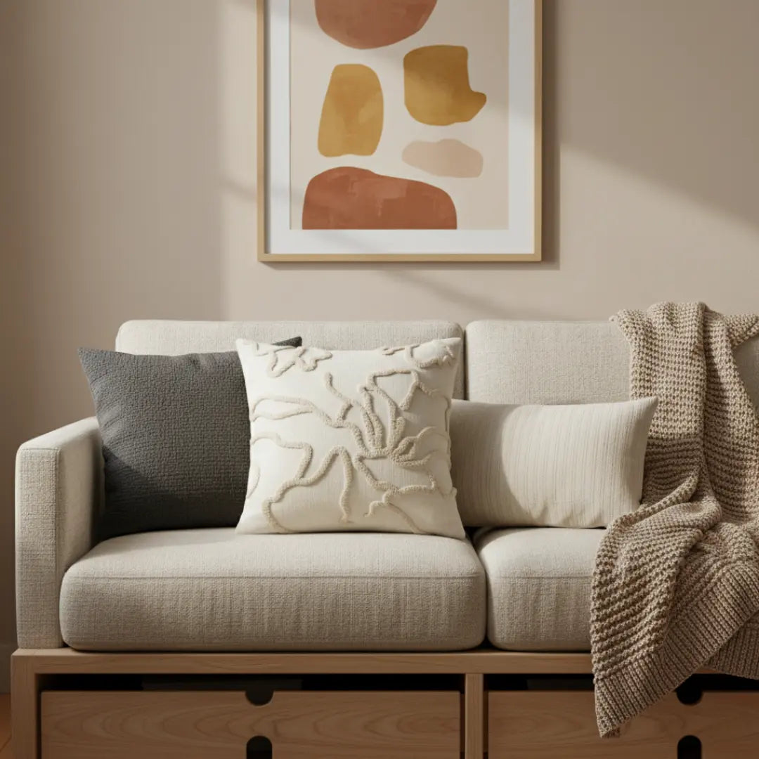 A&L °04 Textured Scatter Cushion – Abstract Linework Design