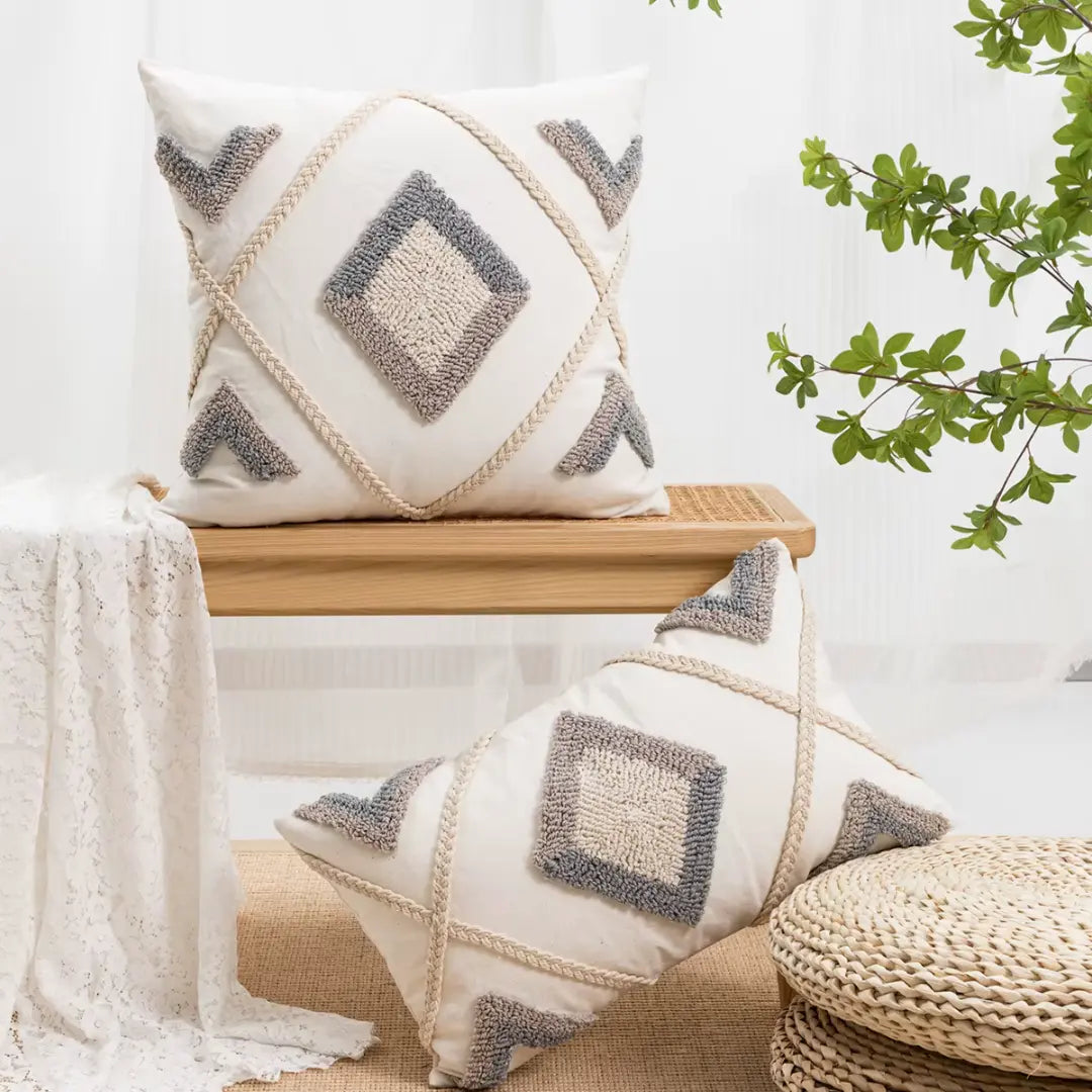 A&L °08 Decorative Bohemian Cushion - Tufted Diamond Design