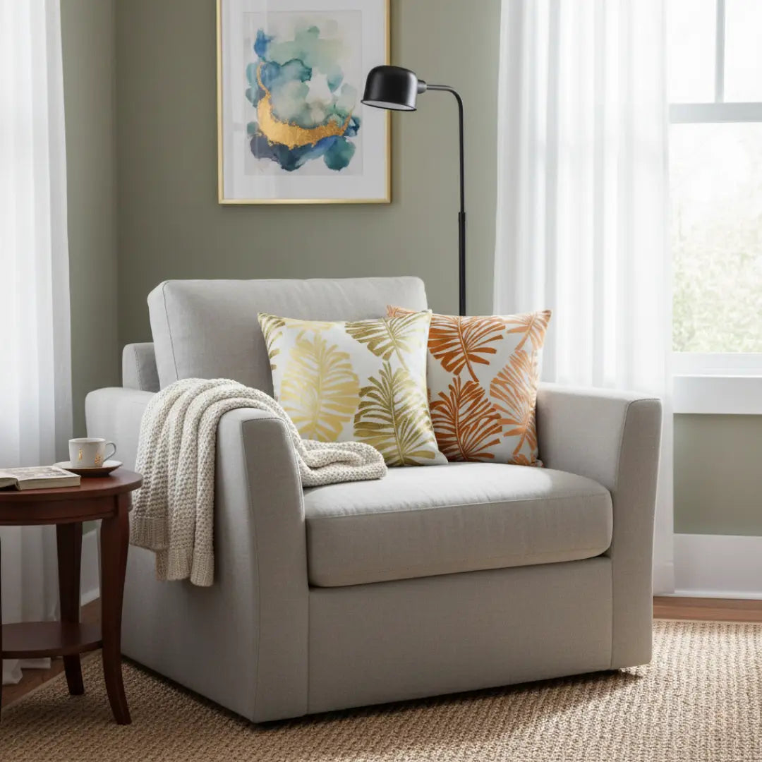 A&L °101 Leaf Pattern Cushion Cover - Decorative Throw Cushion