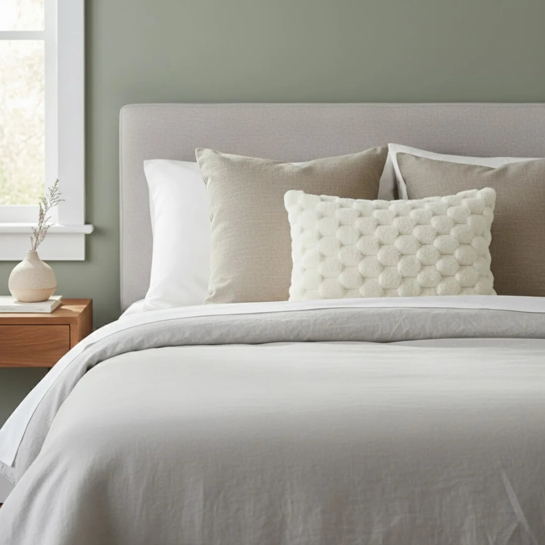 A&L °107 Cream Lumbar Cushion Cover - Soft Textured Geometric