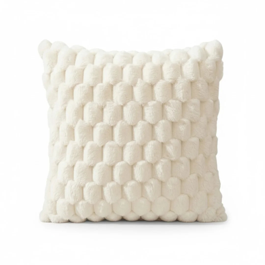 A&L °108 White Textured Cushion Cover - Soft Faux Fur Throw Cushion