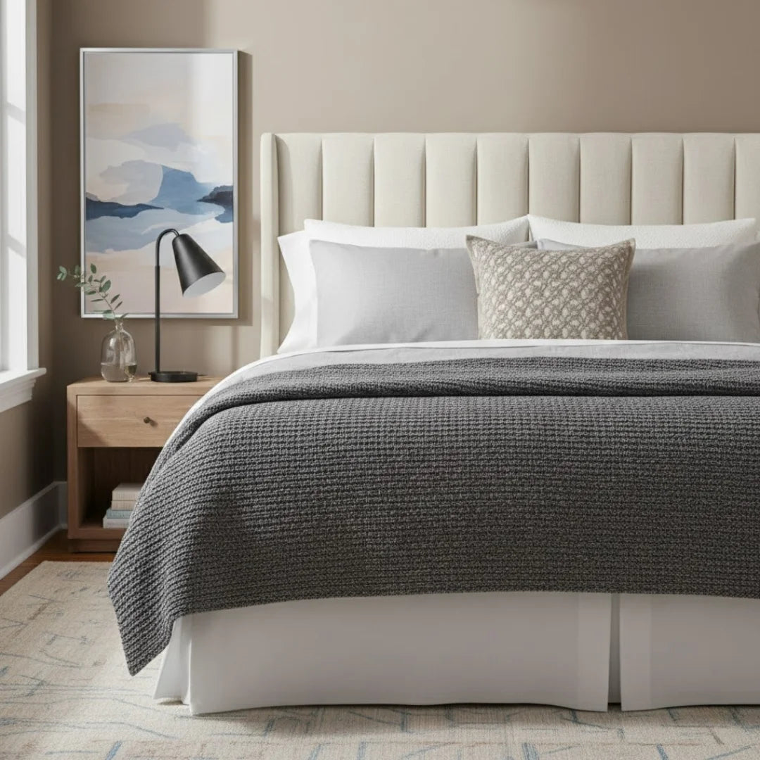 A&L °112 Beige Textured Cushion Cover - Soft Jacquard Sofa Cushion