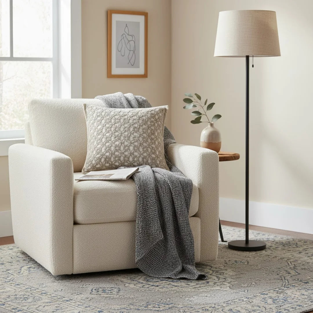 A&L °112 Beige Textured Cushion Cover - Soft Jacquard Sofa Cushion