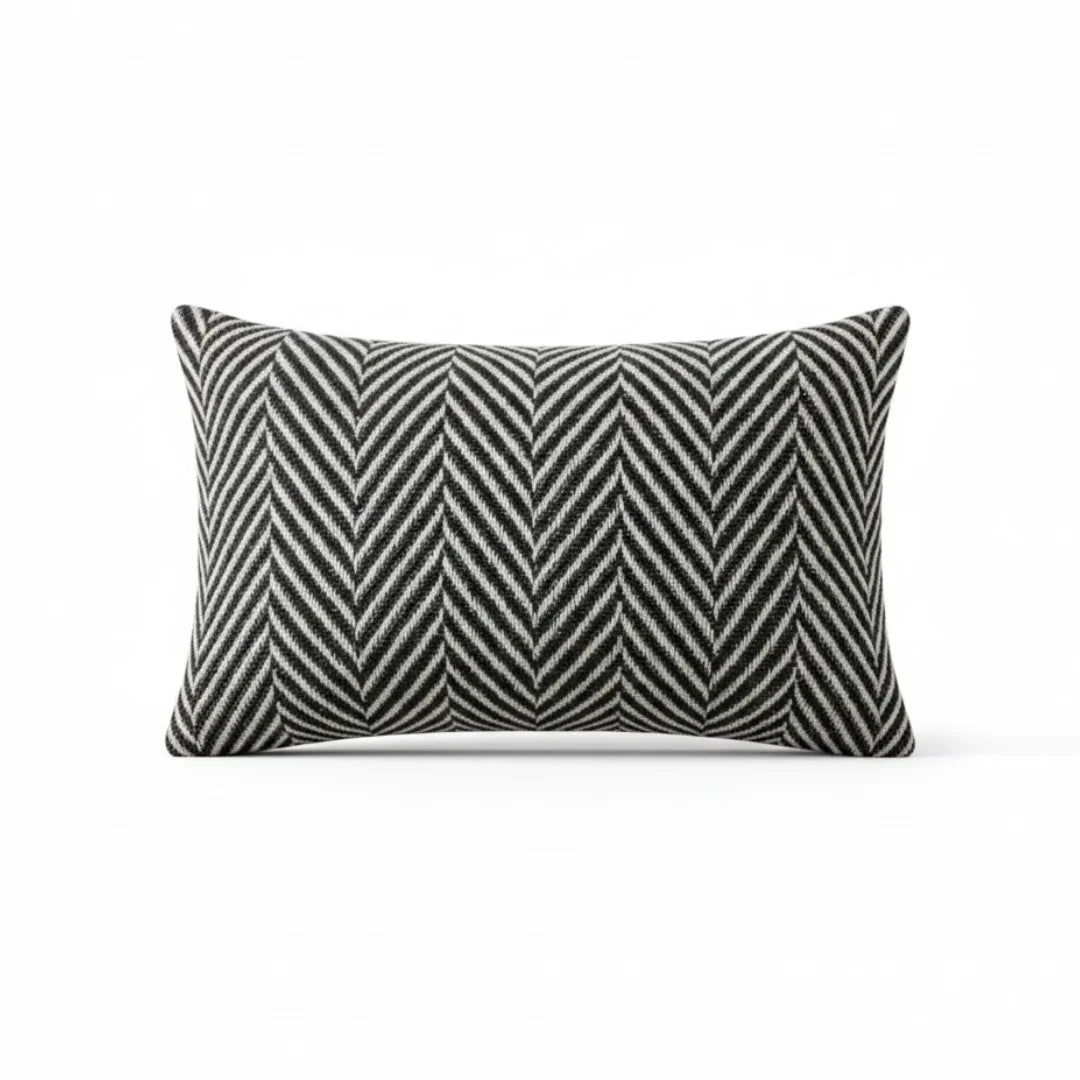 A&L °115 Chevron Lumbar Cushion Cover - Monochrome Sofa Cushion