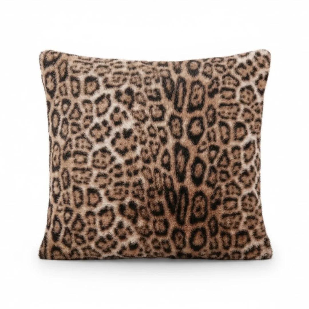 A&L °116 Leopard Print Cushion Cover - Soft Plush Scatter Cushion