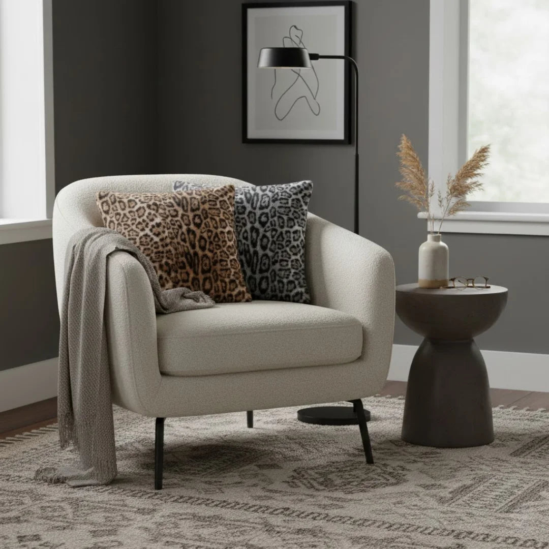 A&L °116 Leopard Print Cushion Cover - Soft Plush Scatter Cushion
