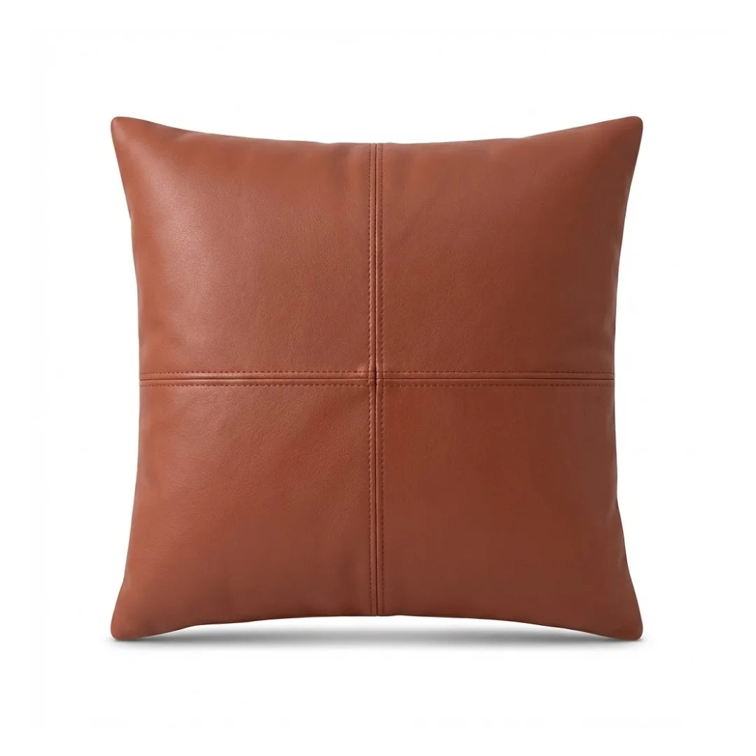 A&L °118 Faux Leather Cushion Cover - Modern Seamed Sofa Cushion