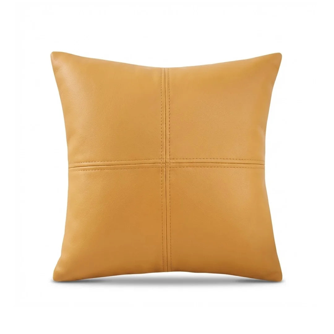 A&L °118 Faux Leather Cushion Cover - Modern Seamed Sofa Cushion
