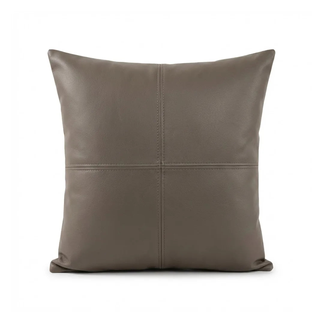 A&L °118 Faux Leather Cushion Cover - Modern Seamed Sofa Cushion