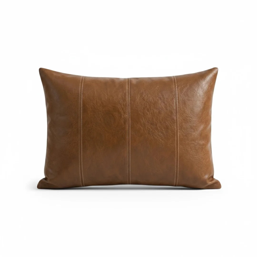 A&L °119 Brown Vegan Leather Lumbar Cushion Cover - Sofa Cushion