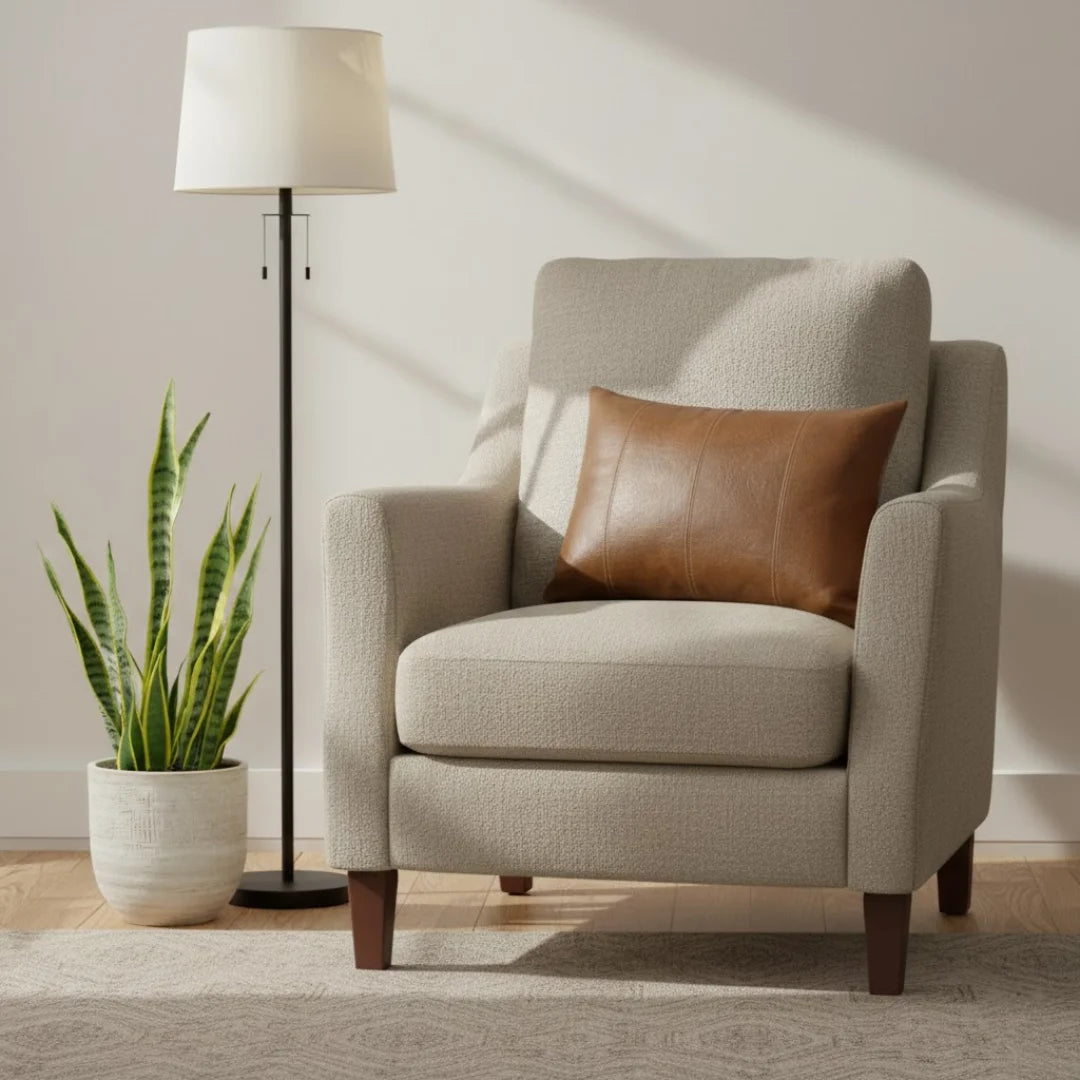 A&L °119 Brown Vegan Leather Lumbar Cushion Cover - Sofa Cushion