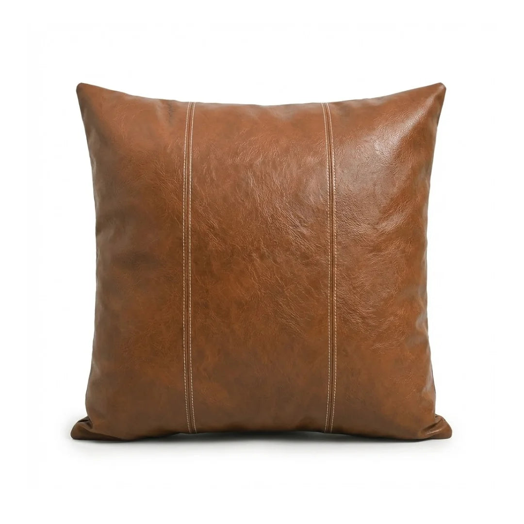 A&L °120 Brown Vegan Leather Cushion Cover – Striped Sofa Cushion