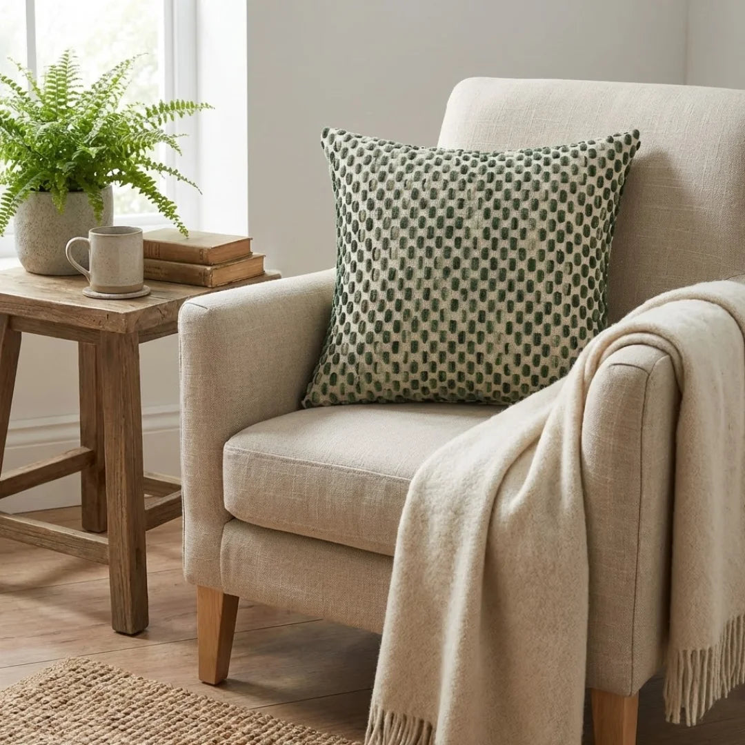 A&L °123 Green Chenille cushion cover - Textured Sofa Scatter