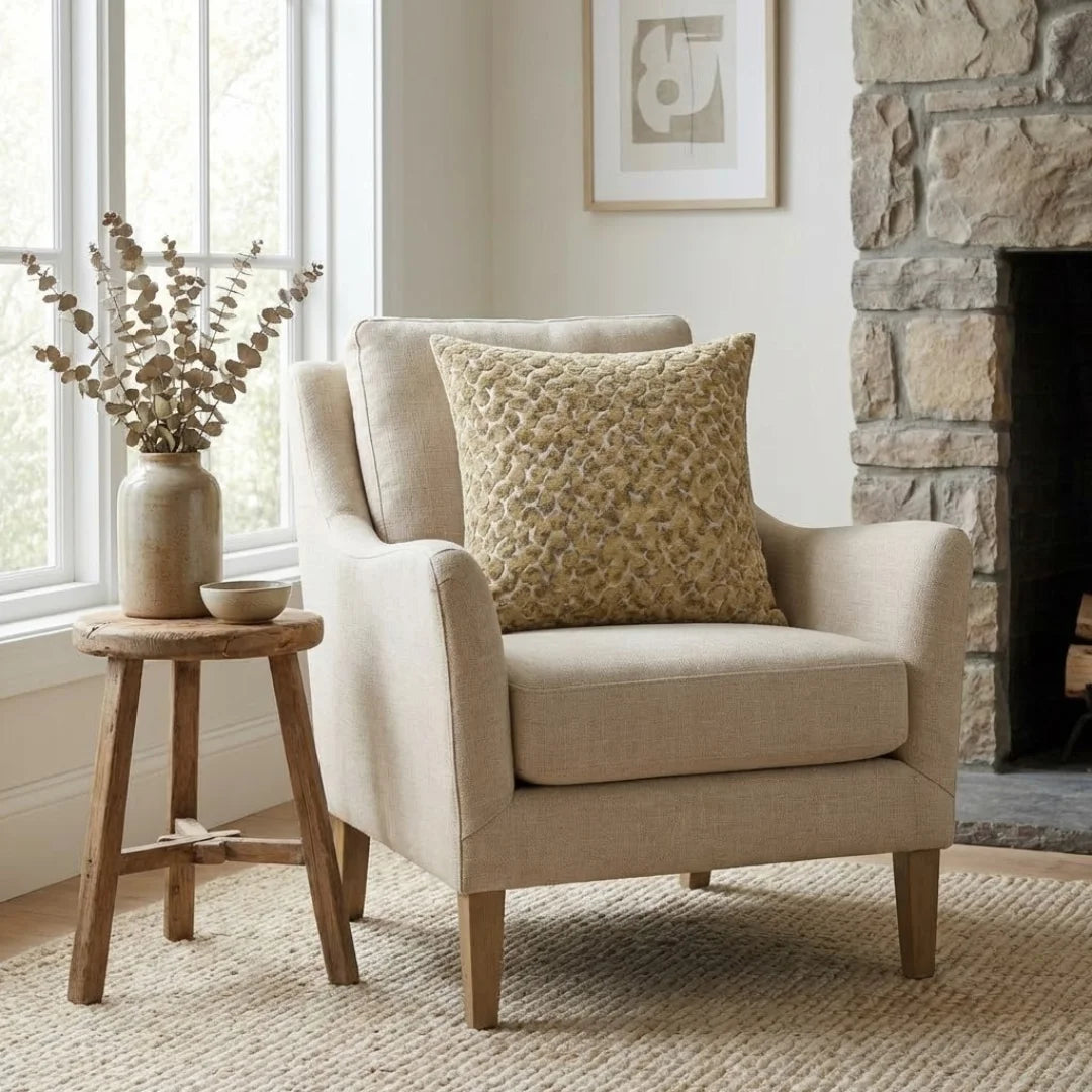 A&L °124 Gold Chenille Cushion Cover - Textured Scatter