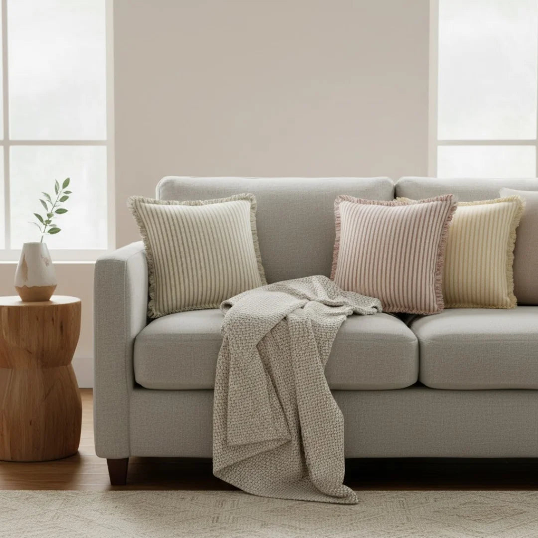 A&L °125 Striped Sofa Cushion Cover - Ruffled Scatter