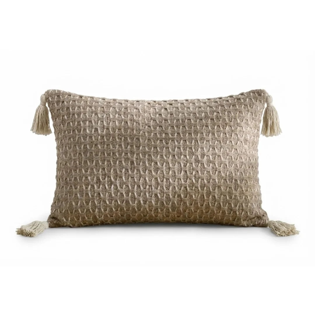 A&L °127 Sage Green Lumbar cushion cover - Woven Boho Tassels