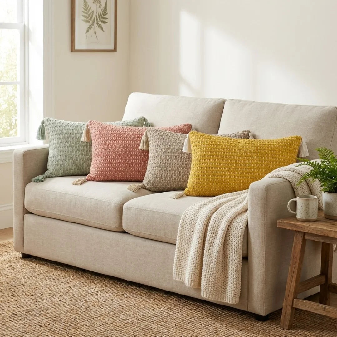 A&L °127 Sage Green Lumbar cushion cover - Woven Boho Tassels