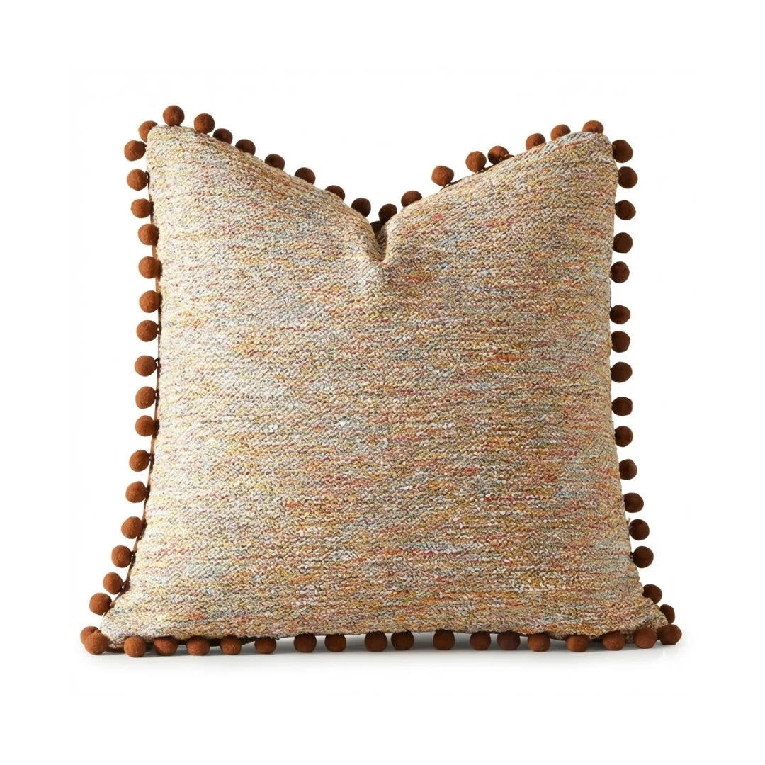 A&L °128 Textured Pom Pom Cushion Cover - Boho Sofa Scatter
