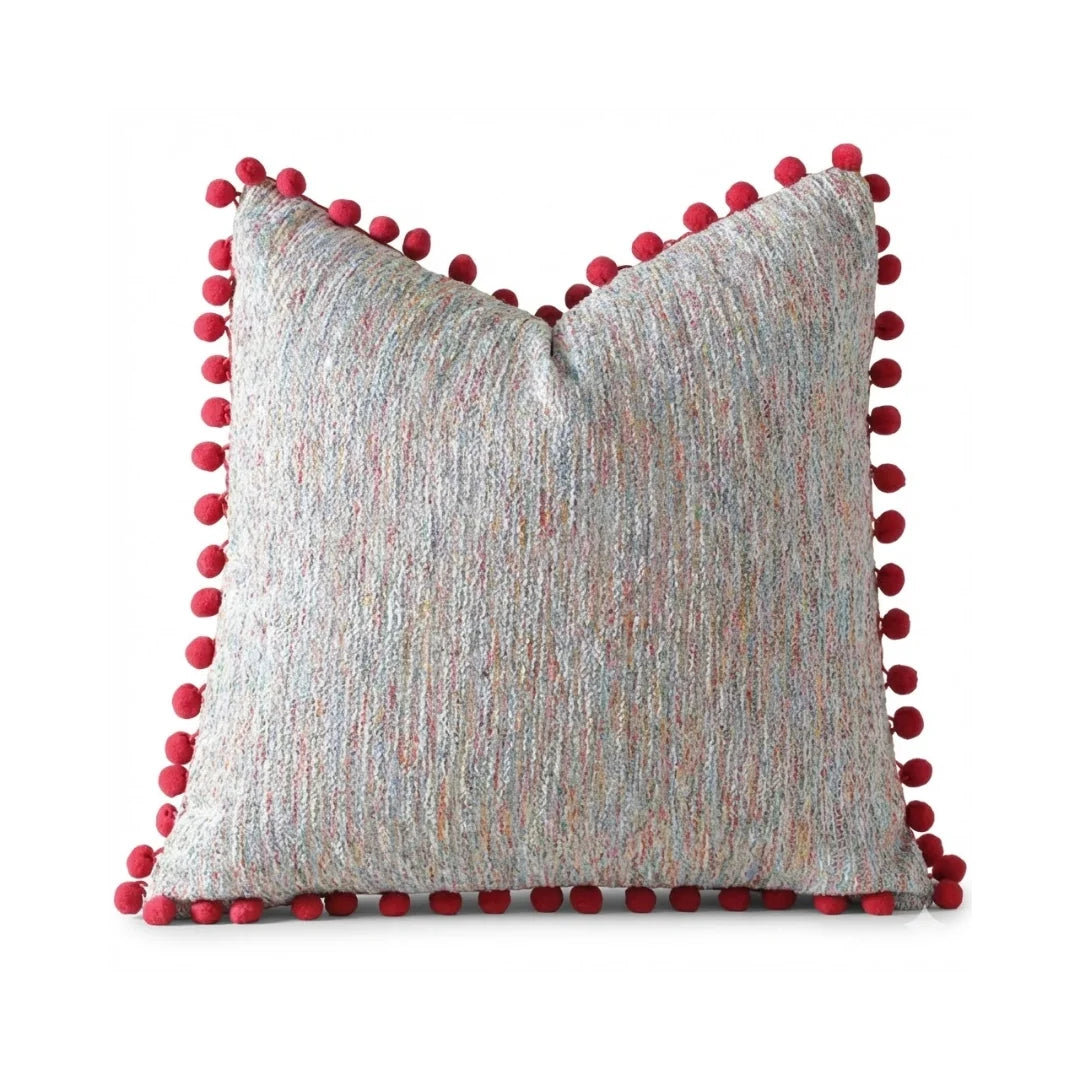 A&L °128 Textured Pom Pom Cushion Cover - Boho Sofa Scatter