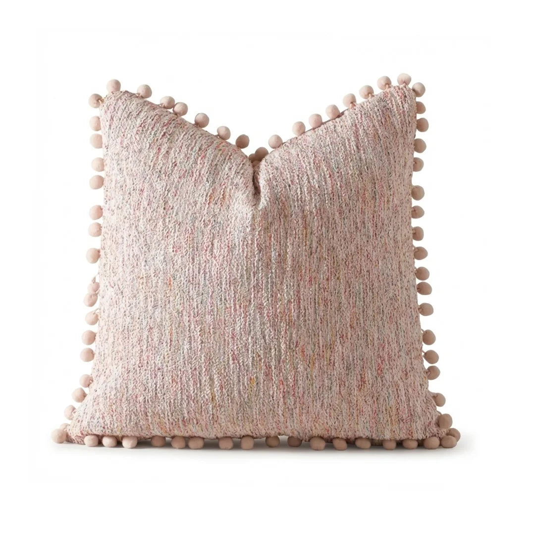 A&L °128 Textured Pom Pom Cushion Cover - Boho Sofa Scatter