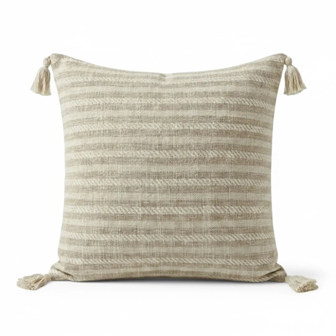 A&L °129 Stripe Cushion Cover - Textured Tassels for Sofa