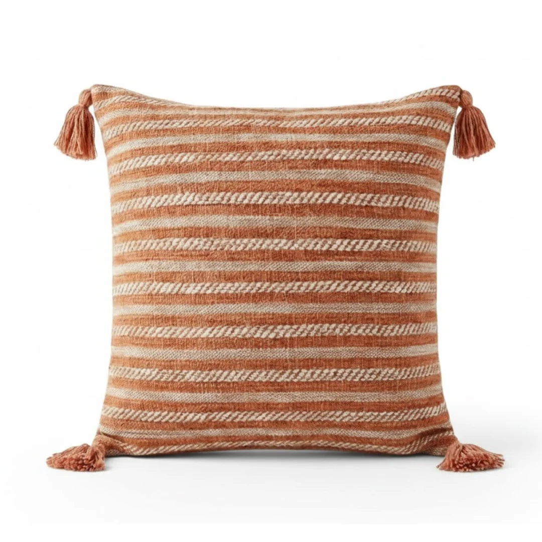 A&L °129 Stripe Cushion Cover - Textured Tassels for Sofa