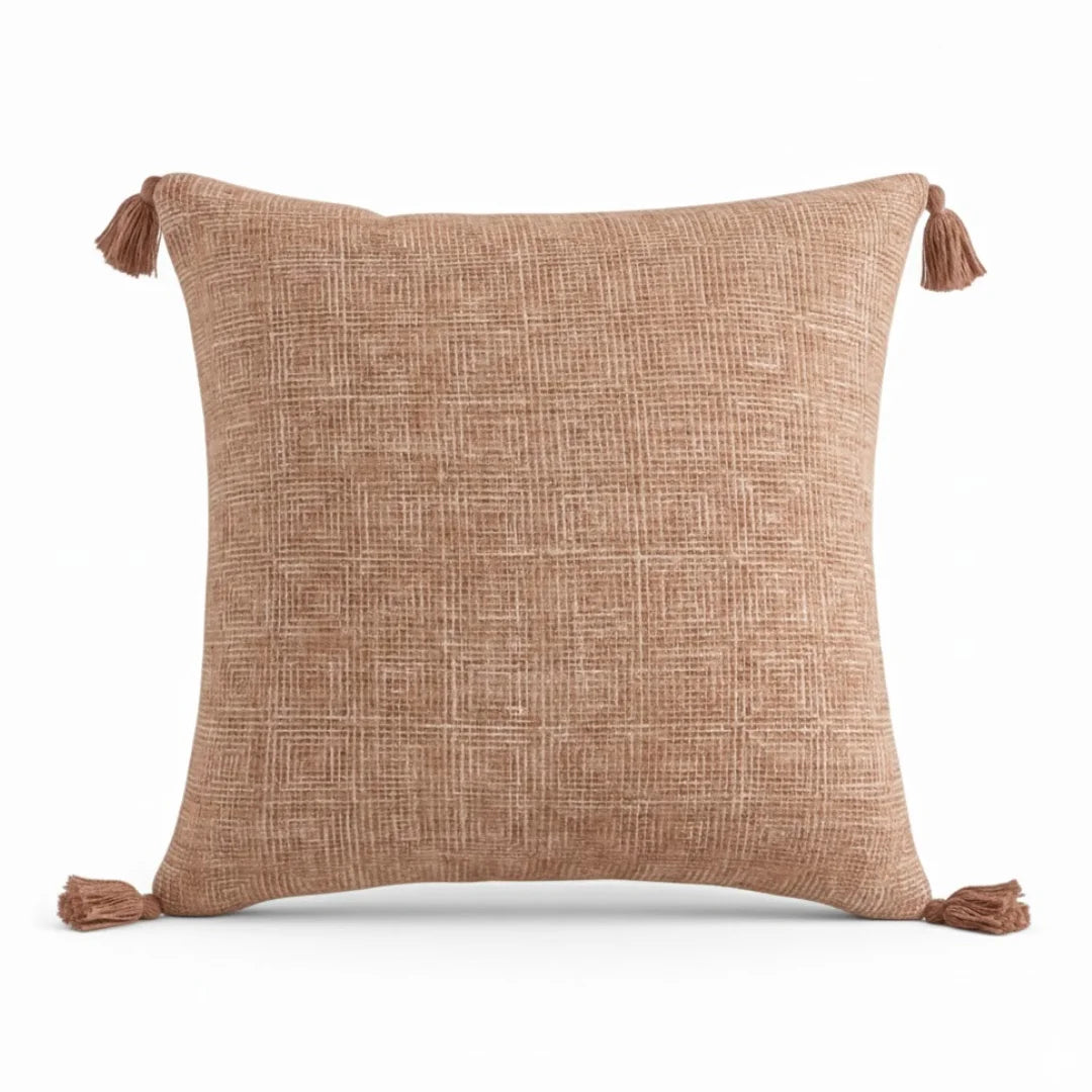 A&L °130 Woven Tassel Cushion Cover - Boho Throw Cushion for Sofa