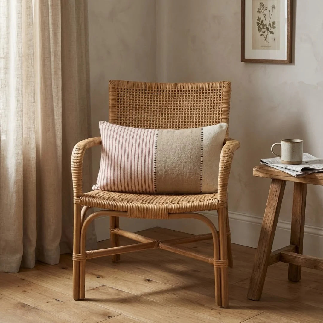 A&L °136 Textured Lumbar Cushion Cover - Boho Patchwork Stripe Design