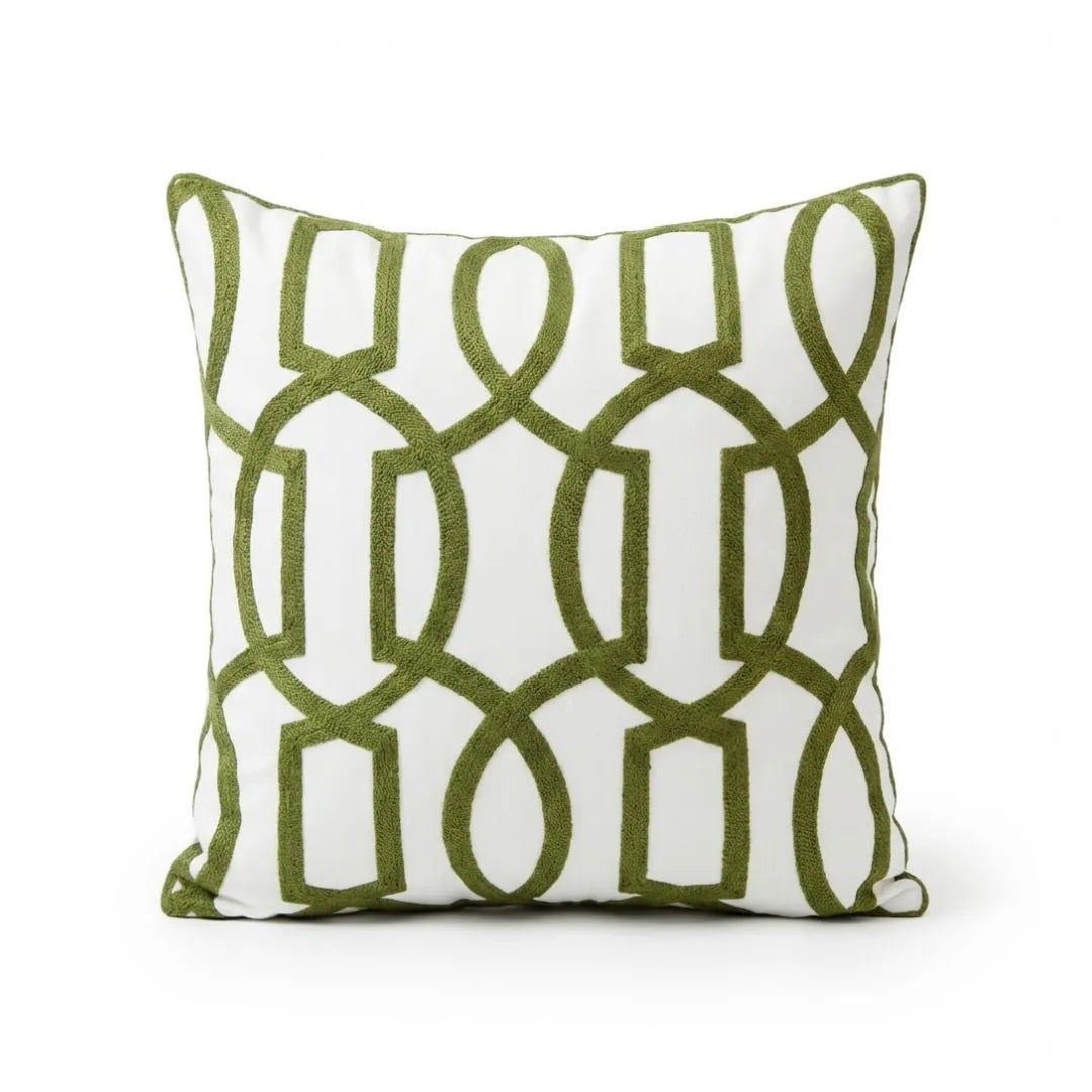 A&L °148 Green Embroidered Cushion Cover - For Sofa Character