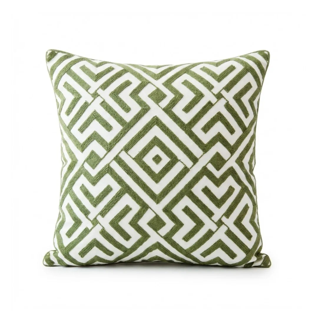 A&L °148 Green Embroidered Cushion Cover - For Sofa Character