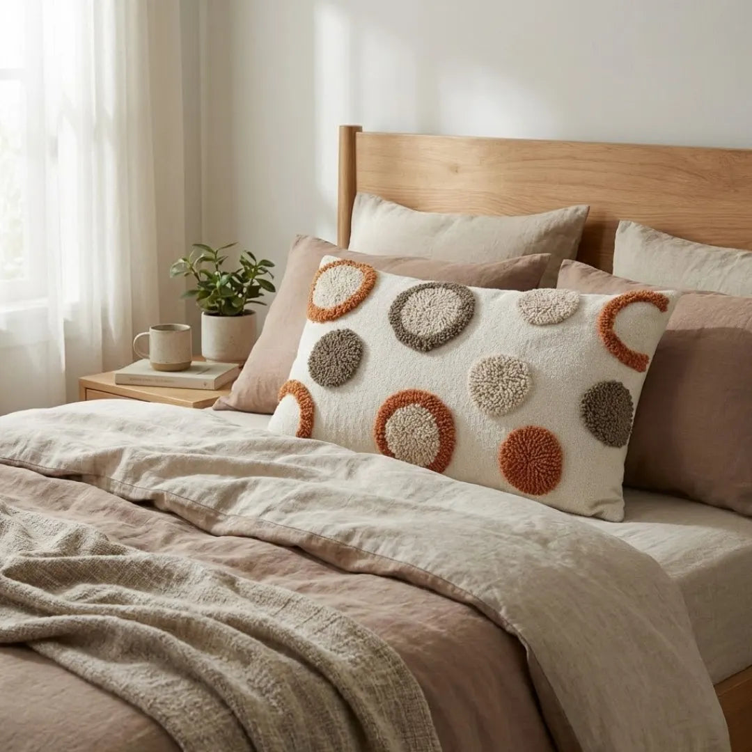 A&L °152 Tufted Polka Dot Lumbar Cushion Cover - Boho Sofa Cushion