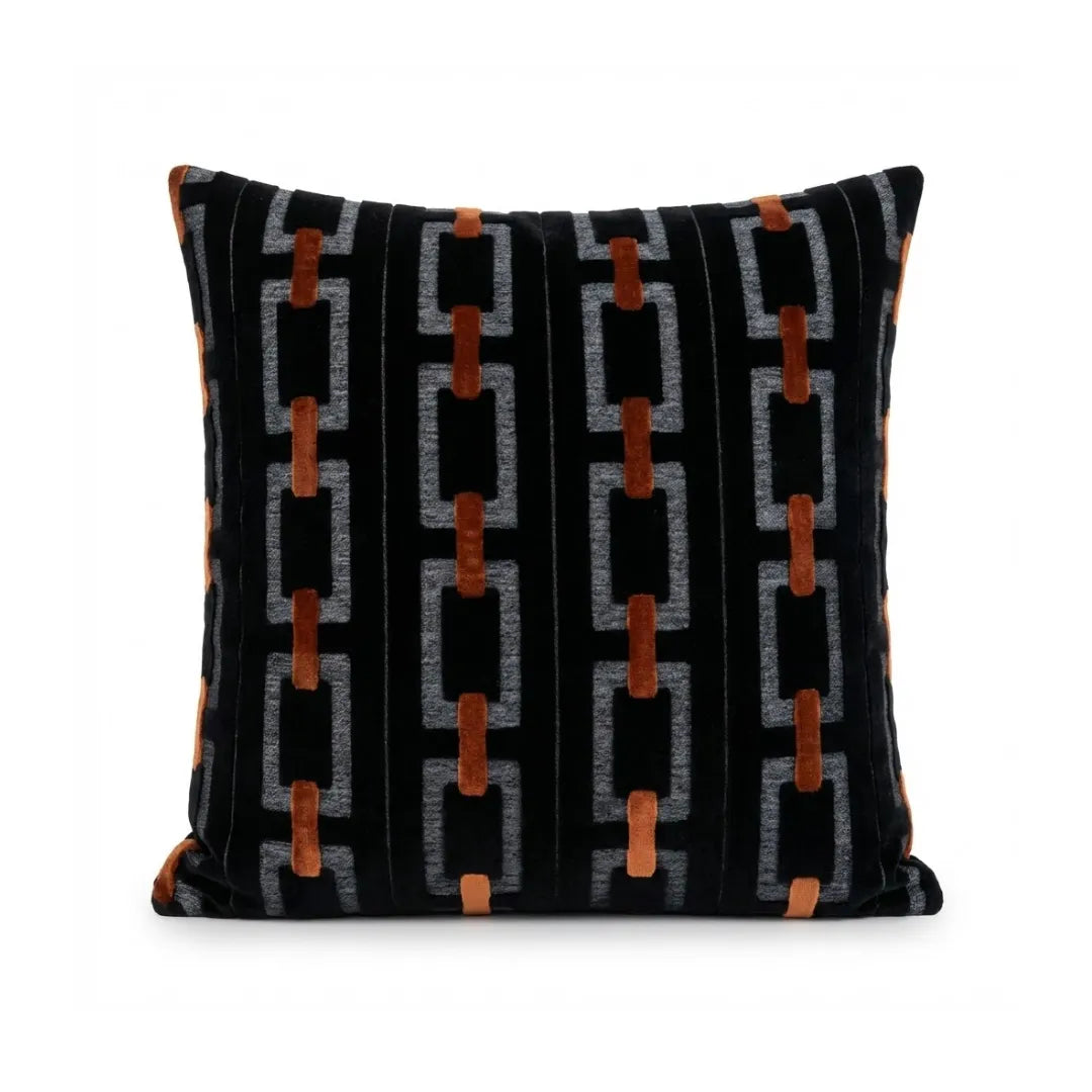 A&L °158 Velvet Cushion Cover - Geometric Link Pattern Sofa Cushion