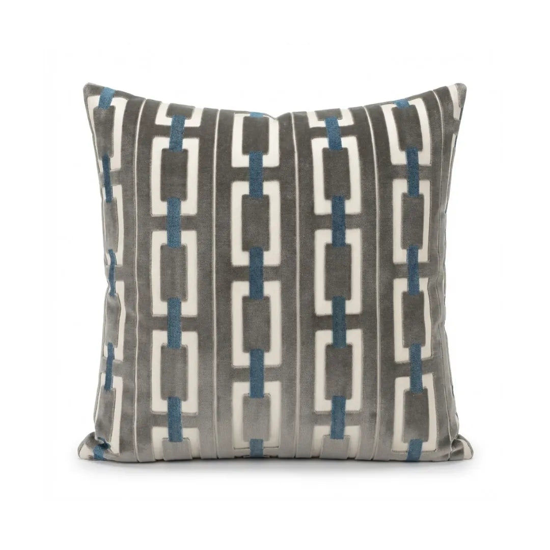 A&L °158 Velvet Cushion Cover - Geometric Link Pattern Sofa Cushion