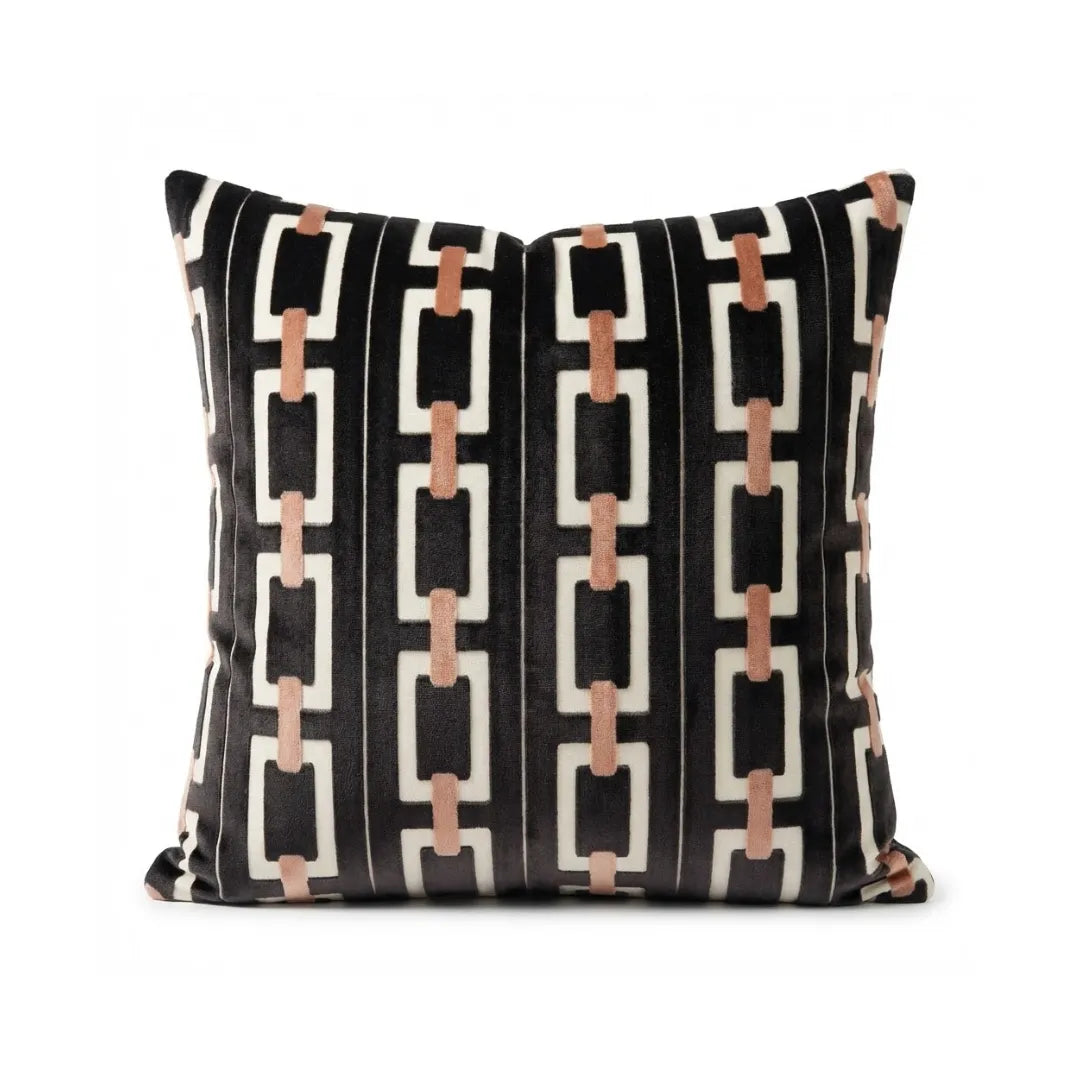 A&L °158 Velvet Cushion Cover - Geometric Link Pattern Sofa Cushion