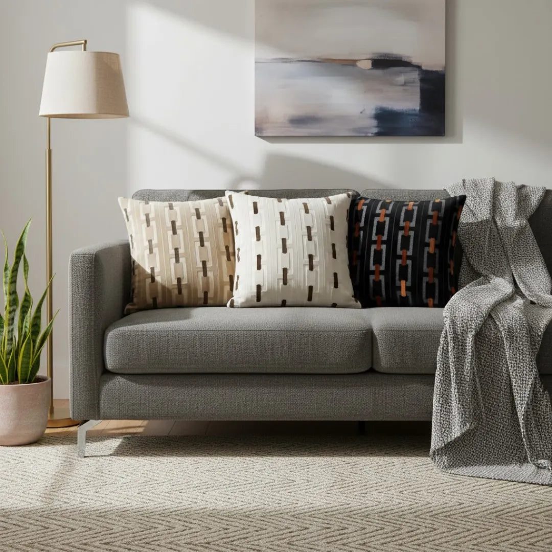 A&L °158 Velvet Cushion Cover - Geometric Link Pattern Sofa Cushion