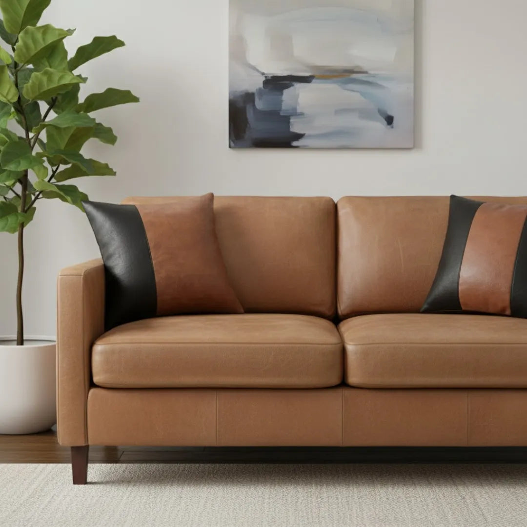 A&L °163 Leather-look Patchwork cushion cover - Modern Sofa Cushion