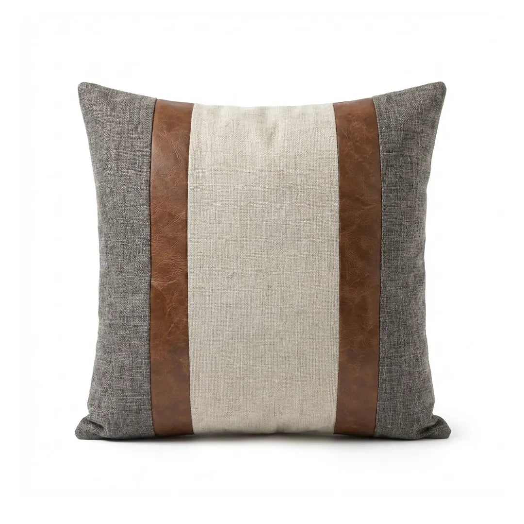 A&L °164 Mixed Texture cushion cover - Faux Leather Stripe Sofa Cushion