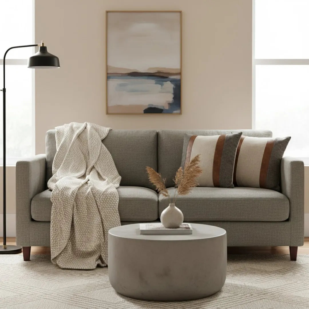 A&L °164 Mixed Texture cushion cover - Faux Leather Stripe Sofa Cushion