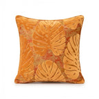 A&L °166 Orange Velvet Cushion Cover - Textured Botanical Sofa Cushion