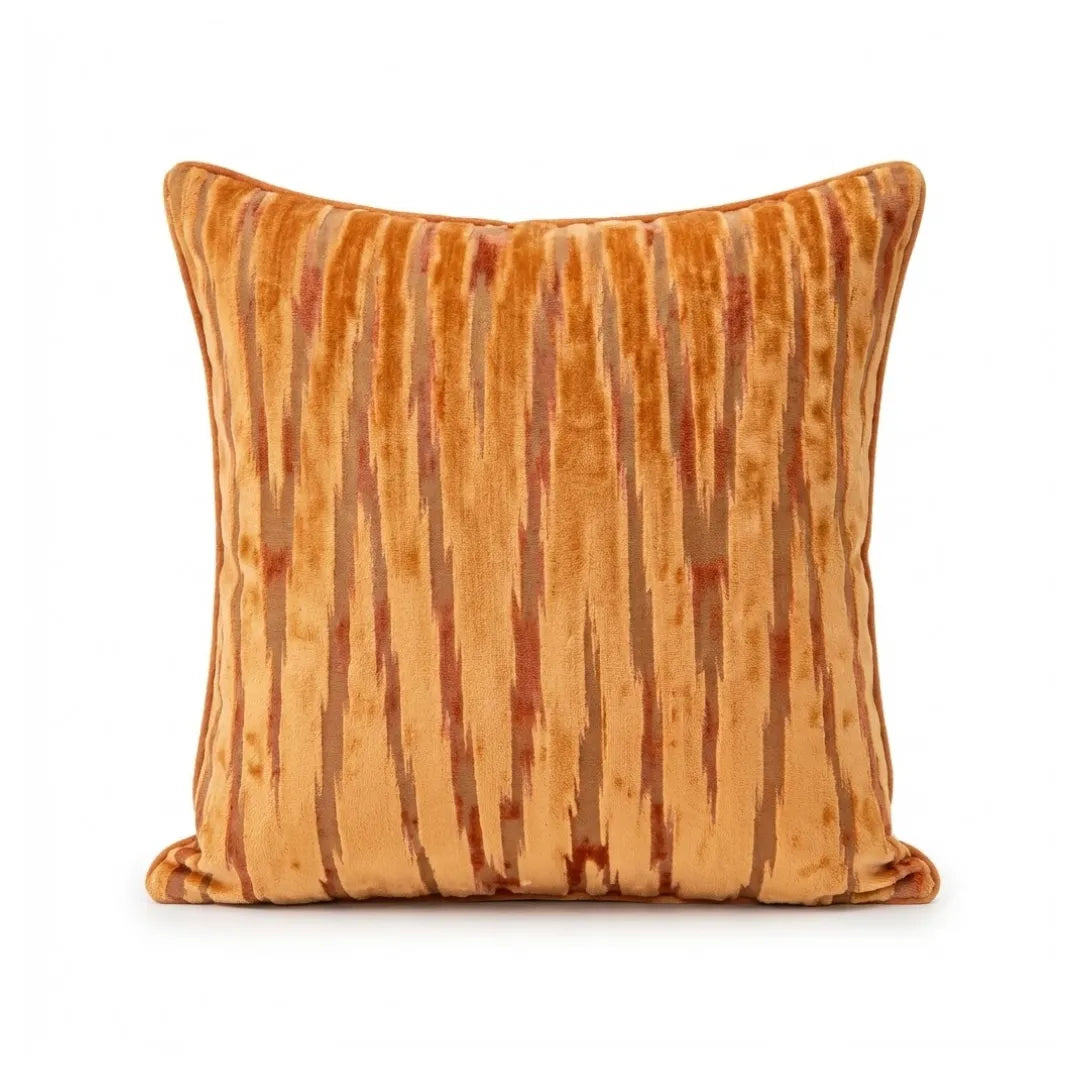 A&L °166 Orange Velvet Cushion Cover - Textured Botanical Sofa Cushion