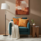 A&L °166 Orange Velvet Cushion Cover - Textured Botanical Sofa Cushion
