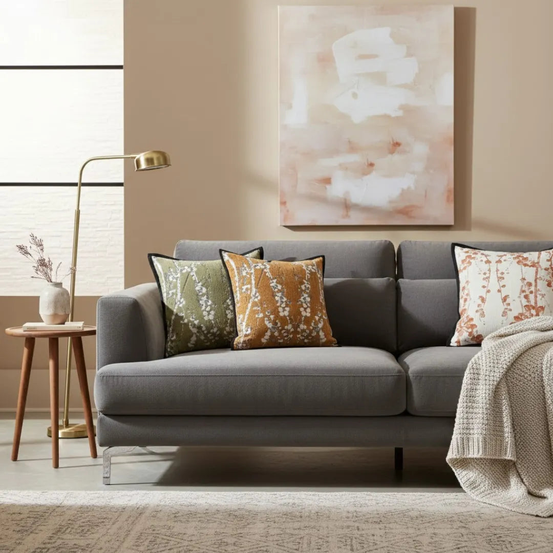 A&L °167 Chenille Cushion Cover - Floral Patterned Scatter Cushion