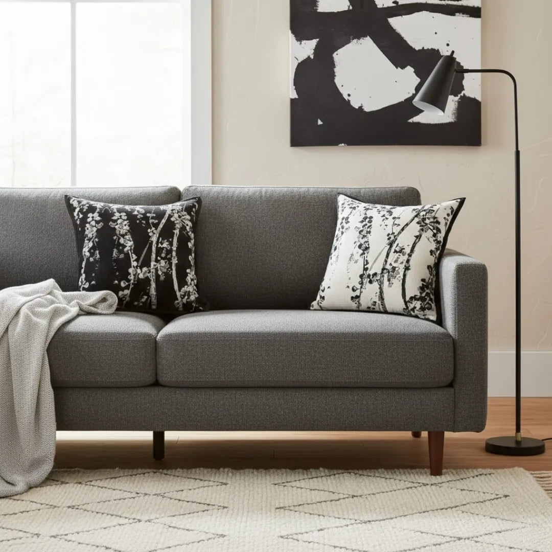 A&L °167 Chenille Cushion Cover - Floral Patterned Scatter Cushion