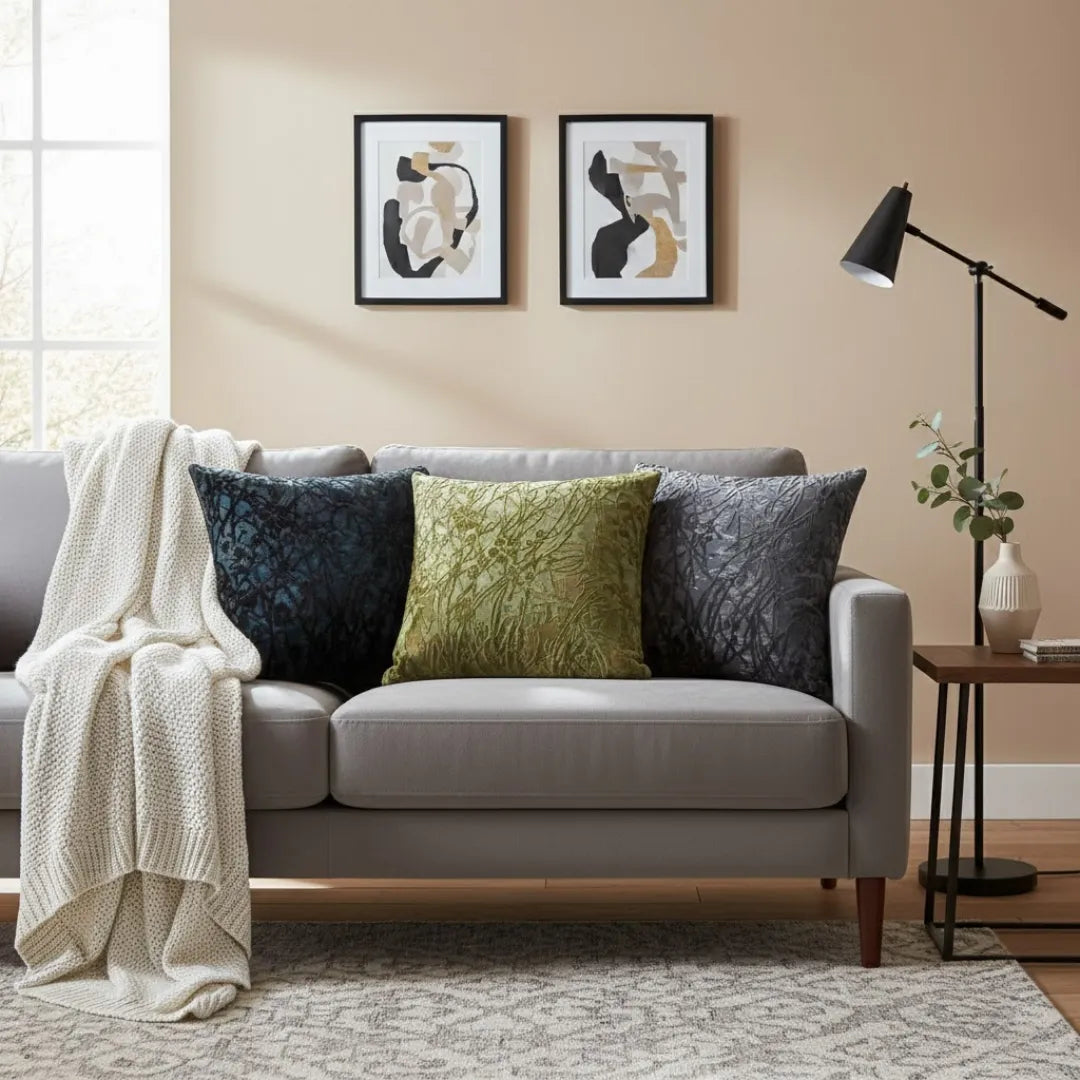 A&L °168 Velvet Floral cushion cover - Modern Decorative Sofa Cushion