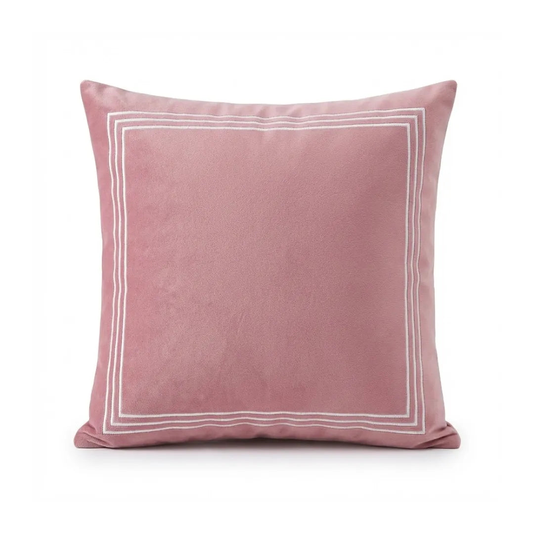 A&L °171 Velvet Cushion Cover - Embroidered Border Scatter Cushion
